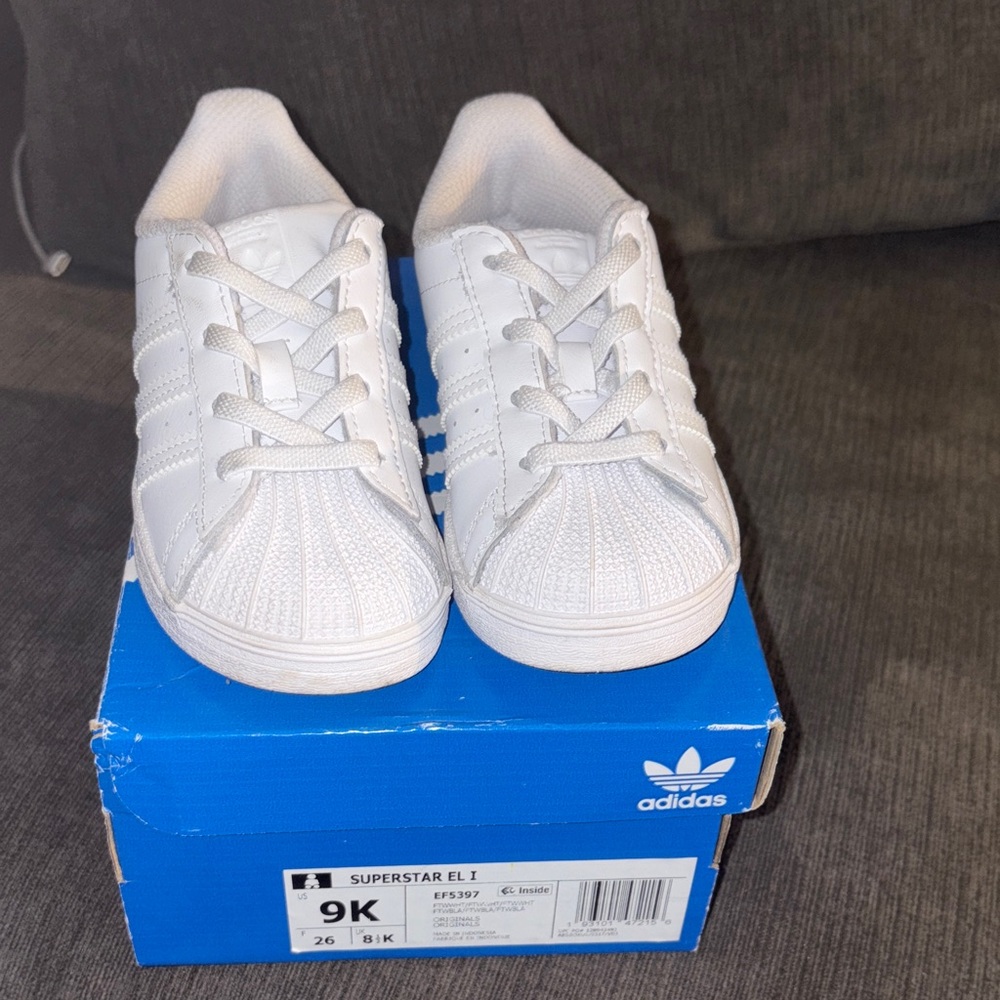 Adidas Kids Superstar White Sneakers Toddler 9K